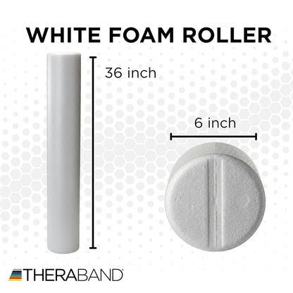 THERABAND Pro Foam Roller, 6" x 36" Round; White Back Roller, Compact 6 Inch Diameter for Deep Tissue Massage, Physical Therapy, Myofascial Release, Core Stabilization