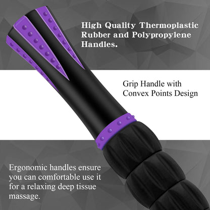 Muscle Roller Massage Roller Stick- Deep Tissue Fascia Blaster for Myofascial Pain Relief, Lymphatic Drainage & Body Sculpting, Handheld Physical Therapy & Recovery Tool (Gray black-18 inch)