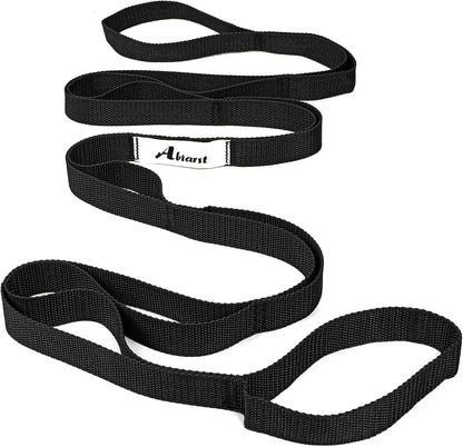 Abiarst Stretching Strap Yoga Straps for Physical Therapy, 10 Loops Non-Elastic Stretch Band for Pilates, Flexibility, Exercise and Gymnastics