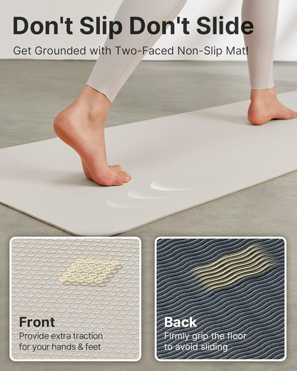 Yoga Mat,Non-Slip TPE Exercise Mat(1/4 Inch) for Pilates, Fitness & Barefoot Workouts, Home Gym Studio with Strap & Bag