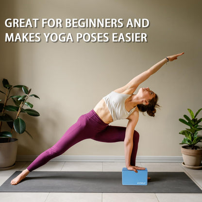 Yoga Blocks 2 Pack - Non-Slip Yoga Brick & Foam Blocks Yoga Set, High-Density Pilates Block for Stretching, Meditation, and Exercise Blocks Foam, Ideal for Deep Poses