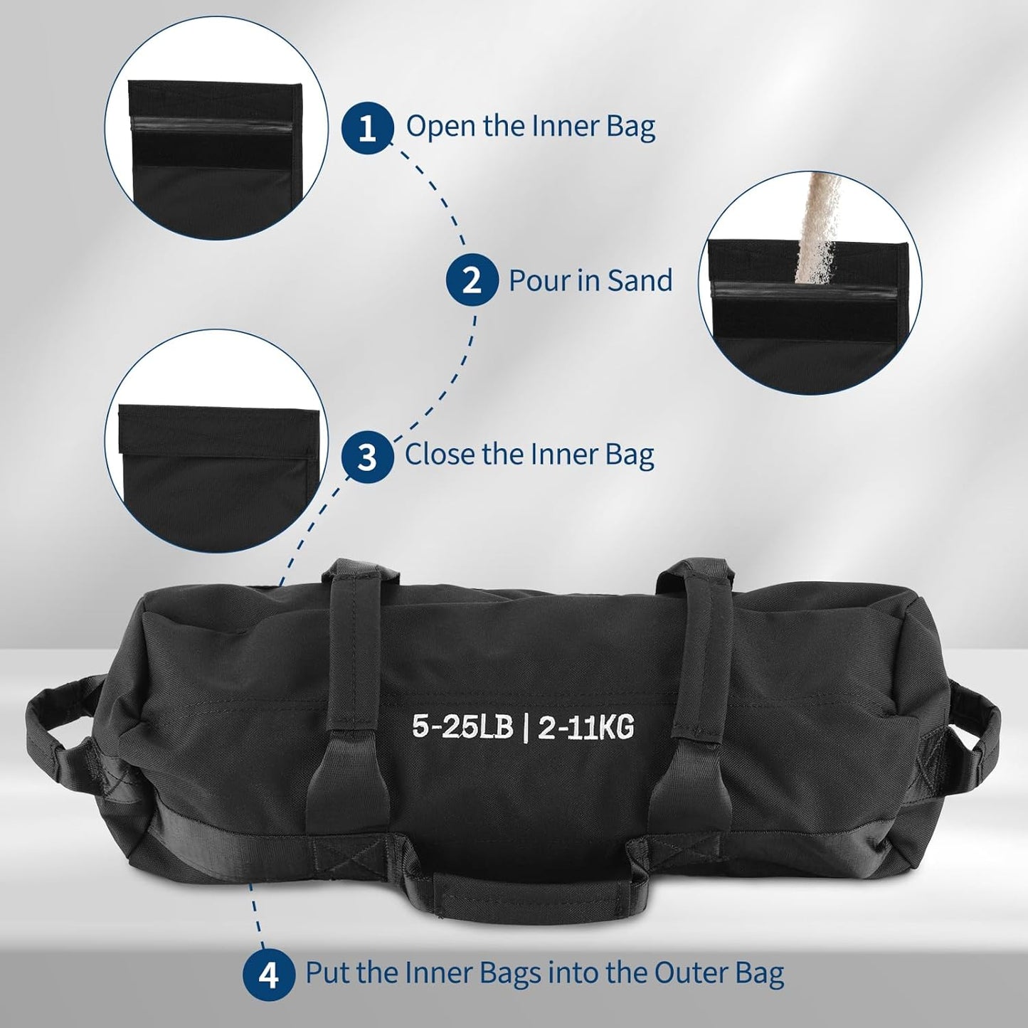 Adjustable Sand Bags for Working Out,Sandbags for Workout for Yoga, Strength Training and Full-Body Workouts