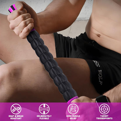 Massage Roller Stick,Muscle Roller Stick for Athletes, Liposuction Massage Roller for Lymphatic Drainage, for Relief Muscle Soreness, Trigger Points, Help Runner Legs, Back Recovery (Red & Black)