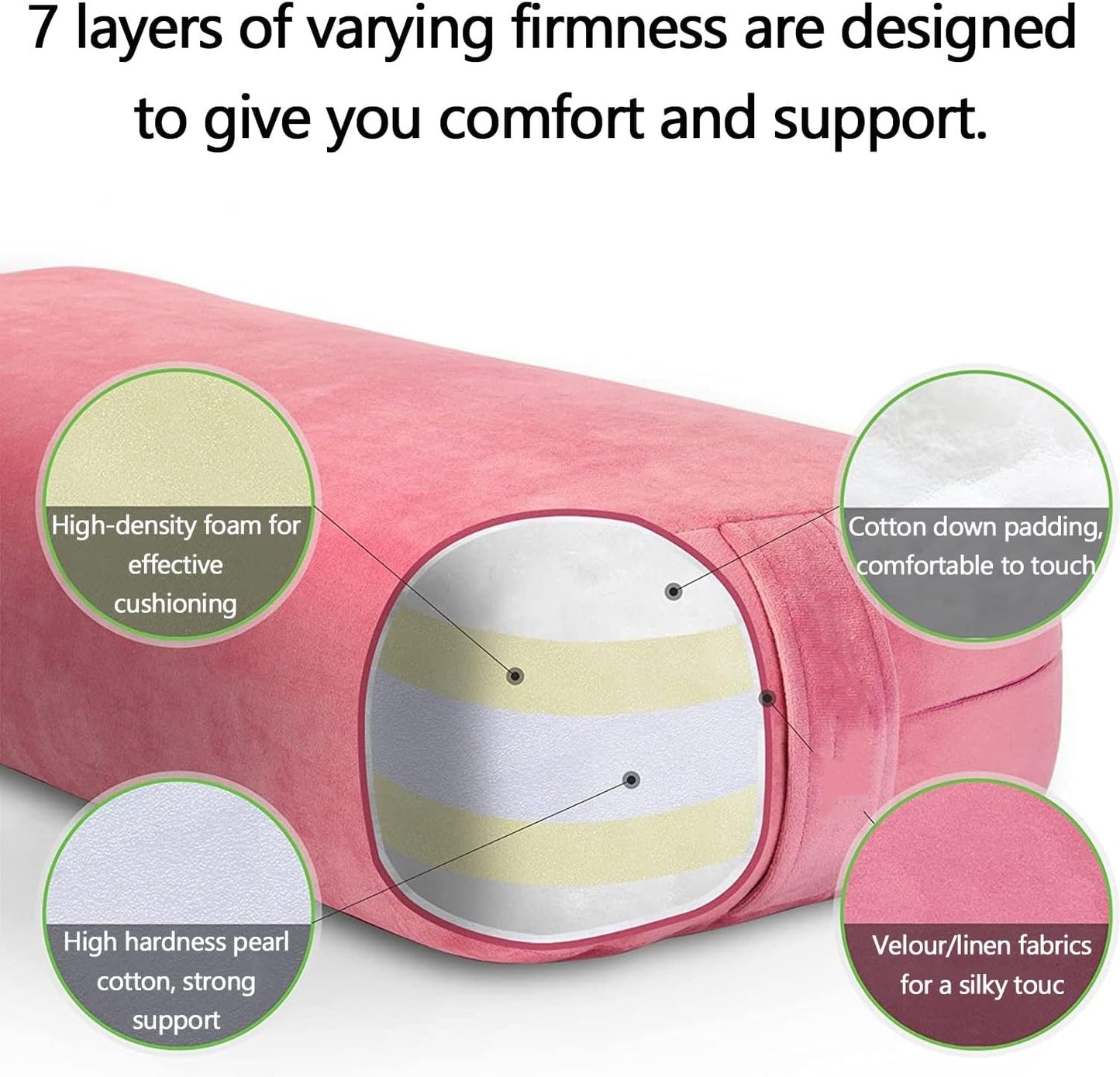 Yoga Bolster Pillow for Meditation and Support - Rectangular Yoga Cushion Foam Wedges Washable Pillowcase for Men and Women with Carry Handles(03)