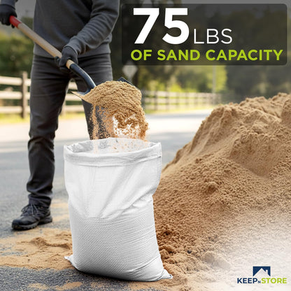 Heavy Duty Sand Bags Pack of 3, White Empty Sandbags with Built-In Ties, Woven Polypropylene UV Protection 1600 Hours, Fillable Sand Bags for Flood Control, Weight, 10x14 inches, 15 Pounds Volume