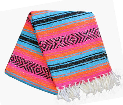 Del Mex Classic Mexican Blanket, Large Authentic Woven Falsa Throw (70"x50"), Artisan Southwest Décor for Beach, Yoga, Outdoors (Lavender)