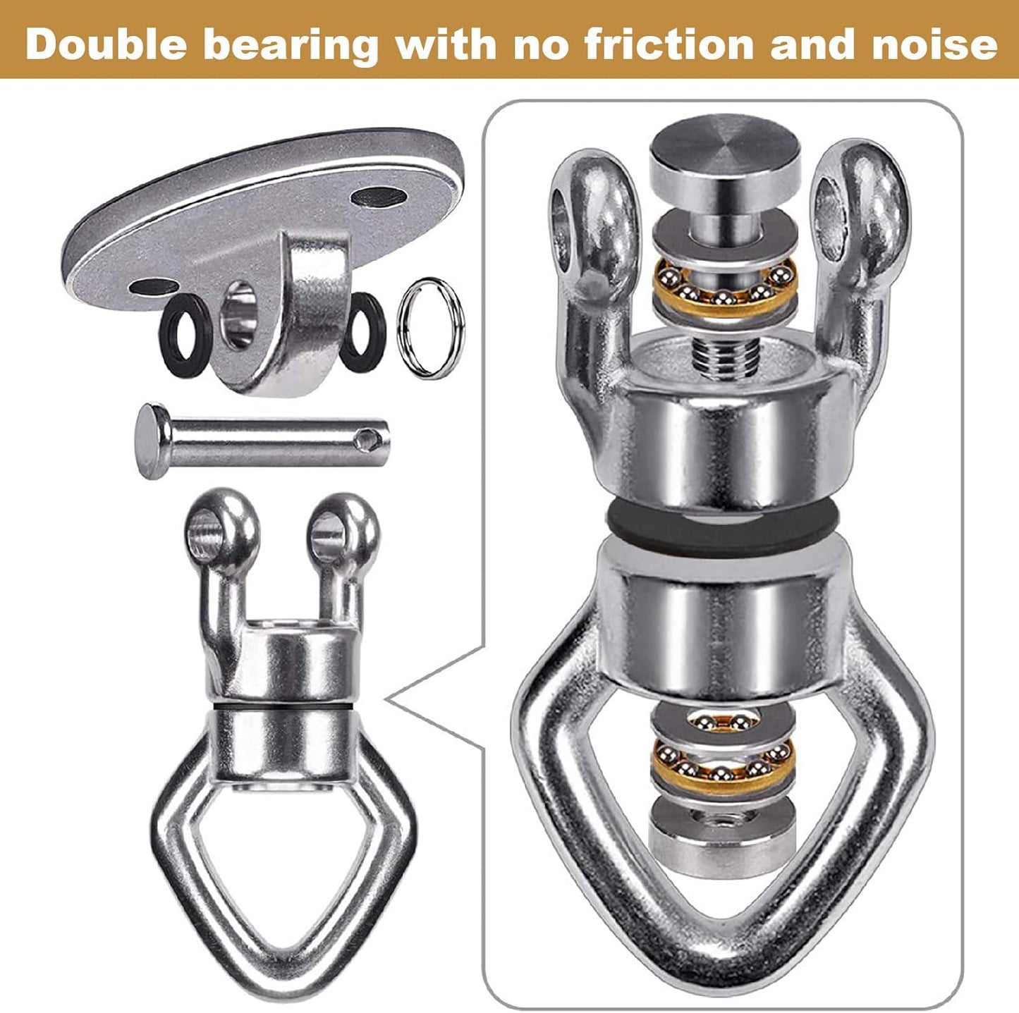 BeneLabel Swing Hanger with Bearing Swivel 800LB Capacity Stainless Steel Ceiling Mount Bracket Hanging Kit for Aerial Silks, Swings, Hammocks, Hanging Chair, Aerial Hoop, Heavy Bag, Yoga Swing