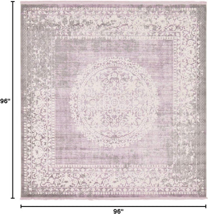 Unique Loom New Classical Collection Area Rug - Olwen (4'Round, Purple/ Gray)