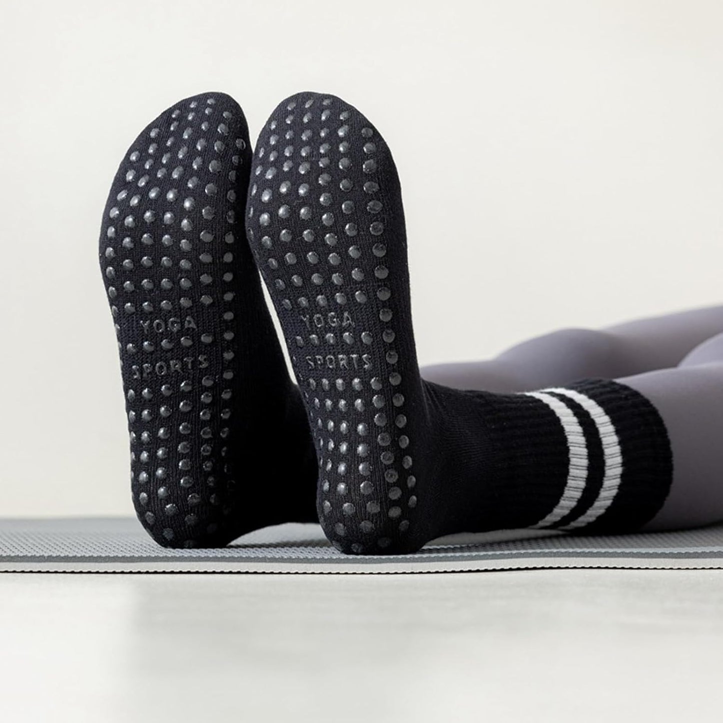 Tergy 8 Pairs Long Yoga Socks with Grip for Women Anti Skid Gripper Socks No Slip Socks for Pilates, Barre, Dance,Yoga