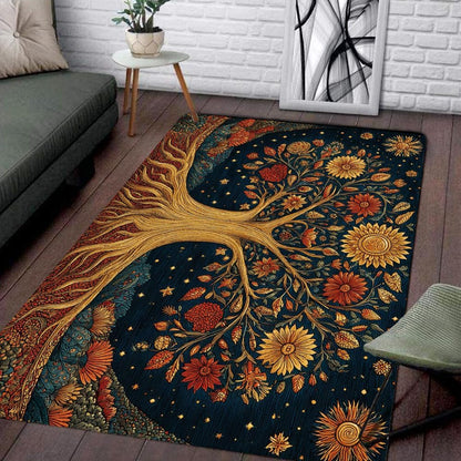 Tree of Life Area Rug – Bohemian Mandala Carpet for Living Room, Bedroom, Meditation Space, Yoga, Spiritual Home Décor – Large Soft Floor Mat for Indoor Decoration (TOL08)