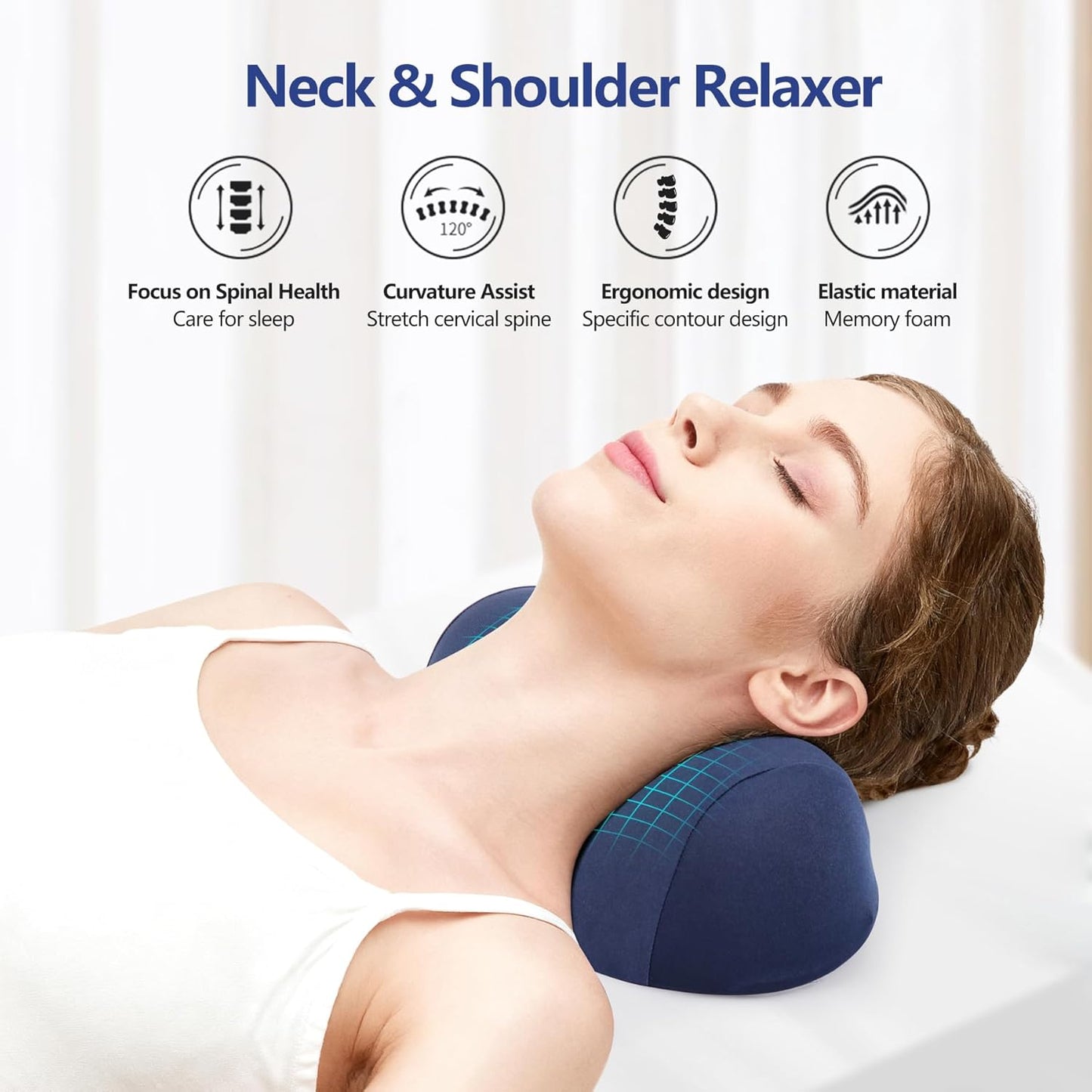 ComfortLife Small Neck Stretcher Pillow for Pain Relief, Medium Soft Cervical Traction Device Neck Mild Support Pillow Foam Cervical Neck Pillow for Tension Muscle Relax Relief (Grey)