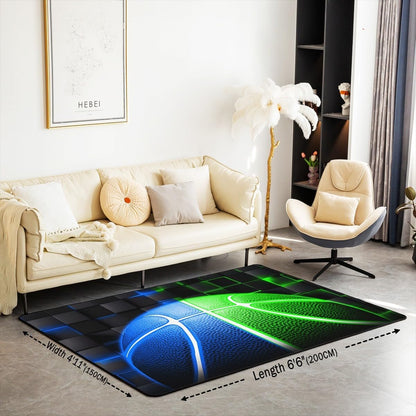 jejeloiu Basketball Living Room Rugs for Bedroom 5x7 Kids Gaming Sports Decor Carpet for Boys Girls Teens Ball Games Area Rug Soft Gift for Basketball Lover Grey and Black Room Decor