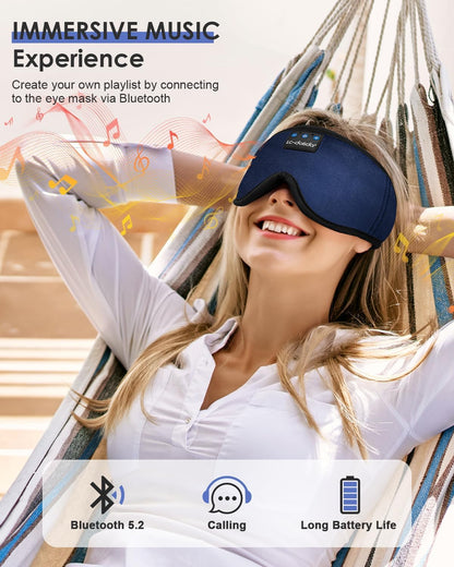 LC-dolida Sleep Headphones, 3D Sleep Mask Bluetooth Wireless Music Eye Mask, Sleeping Headphones for Side Sleepers Sleep Mask with Bluetooth Headphones Ultra-Thin Stereo Speakers Perfect for Sleeping