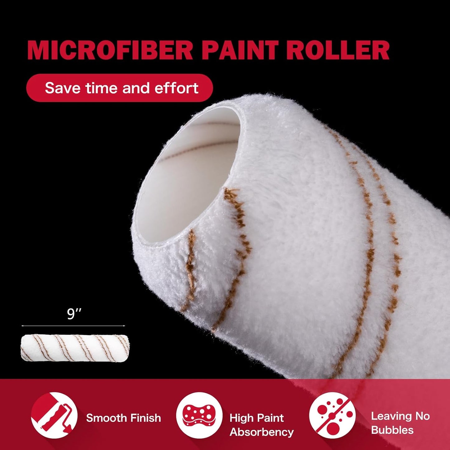 Mister Rui 4 Inch Foam Paint Roller Kit, 8 Pack - Mini Roller Set with 4” Small Roller Covers, Frame, Tray & Liner for Smooth Painting on Walls, Trim, Furniture, Home DIY Projects