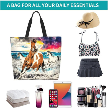 Tote Shoulder Bag Large Durable Reusable Eco-friendly Handbag Lightweight Stylish for Daily Use-19.7x15.7x5.9 Inch - Colors B