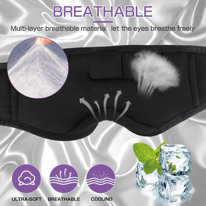 LC-dolida Sleep Headphones, 3D Sleep Mask Bluetooth Wireless Music Eye Mask, Sleeping Headphones for Side Sleepers Sleep Mask with Bluetooth Headphones Ultra-Thin Stereo Speakers Perfect for Sleeping