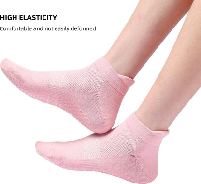 Acetin 4 Pairs Grip Socks Pilates Socks for Women