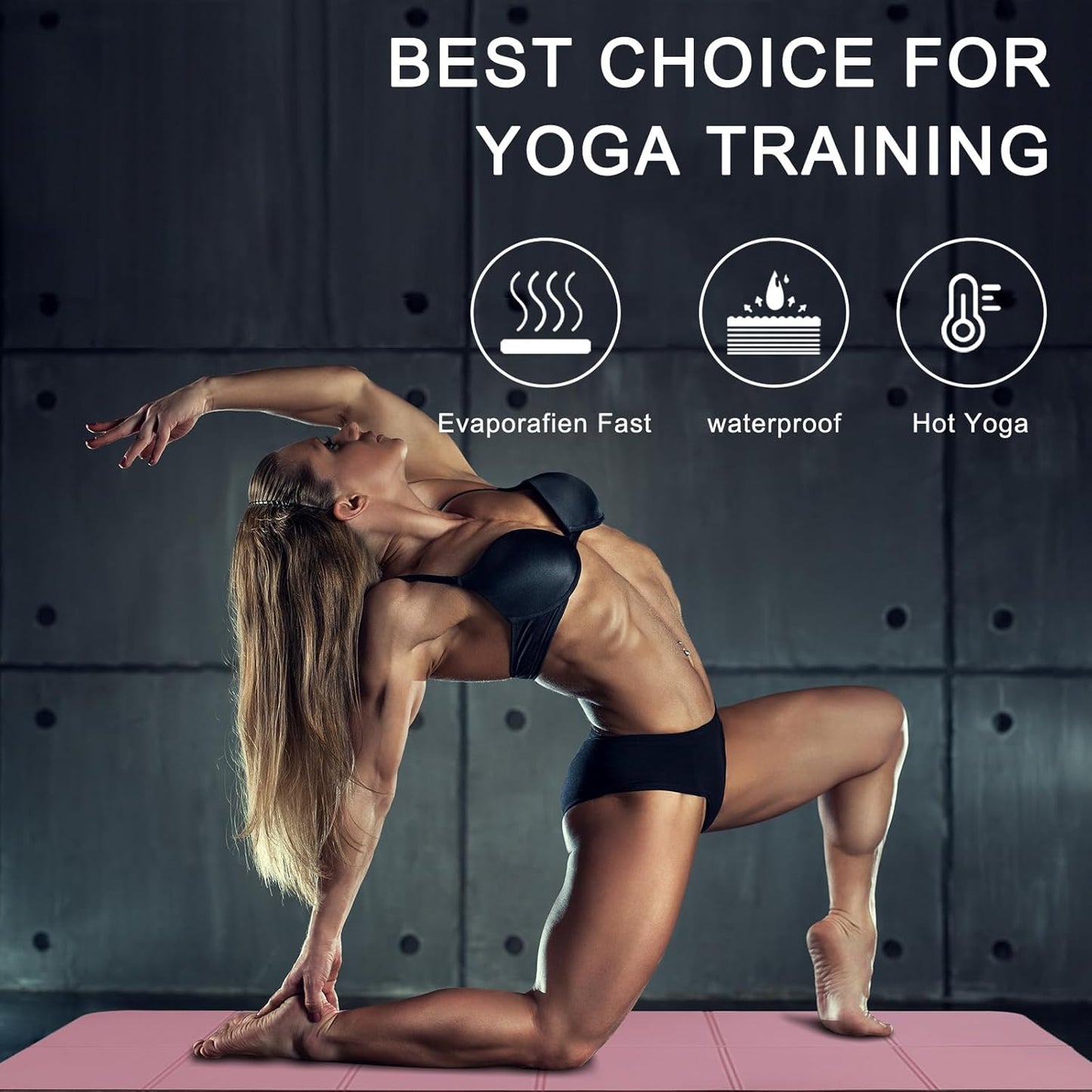 iodoo Foldable Yoga Mat 72" L x 32" W x 0.32 Inch Extra Thicked and Wided, Folding Yoga Mat for Travel with Canvas Carrying Bag, Non-Slip TPE Exercise Pilates Mat