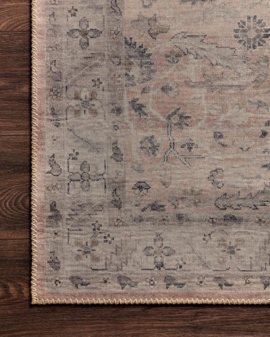Loloi Hathaway Collection HTH-06 Blush/Multi 2'-6" x 7'-6", .25" Thick, Runner Rug, Soft, Durable, Printed, Modern, Low Pile, Non-Shedding, Easy Clean, Living Room Rug