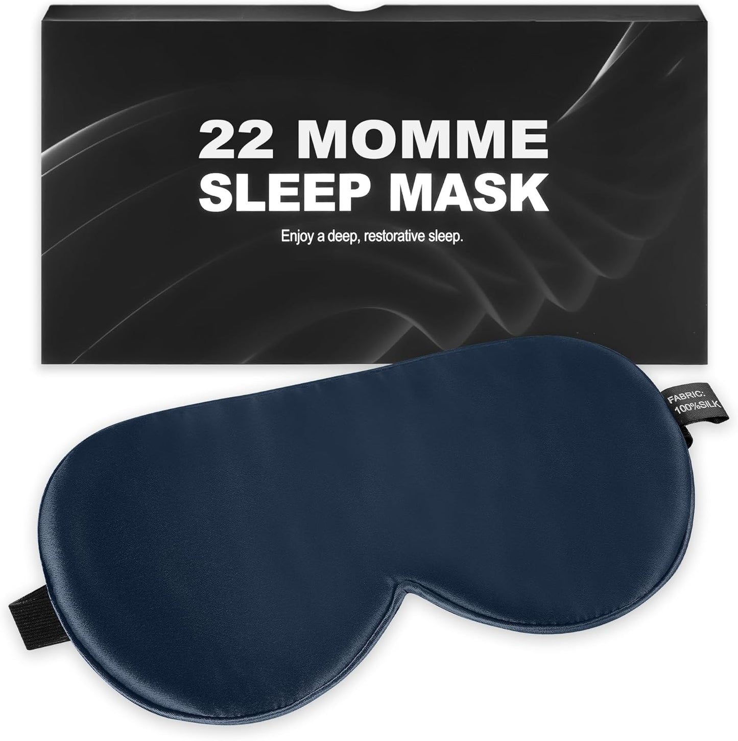 Sleep Mask, Silk Eye Mask for Sleeping with Adjustable Strap, Satin Blackout Sleeping Eye Mask for Men&Women, Comfortable Blindfold Eyeshade for Night Sleep(Black)