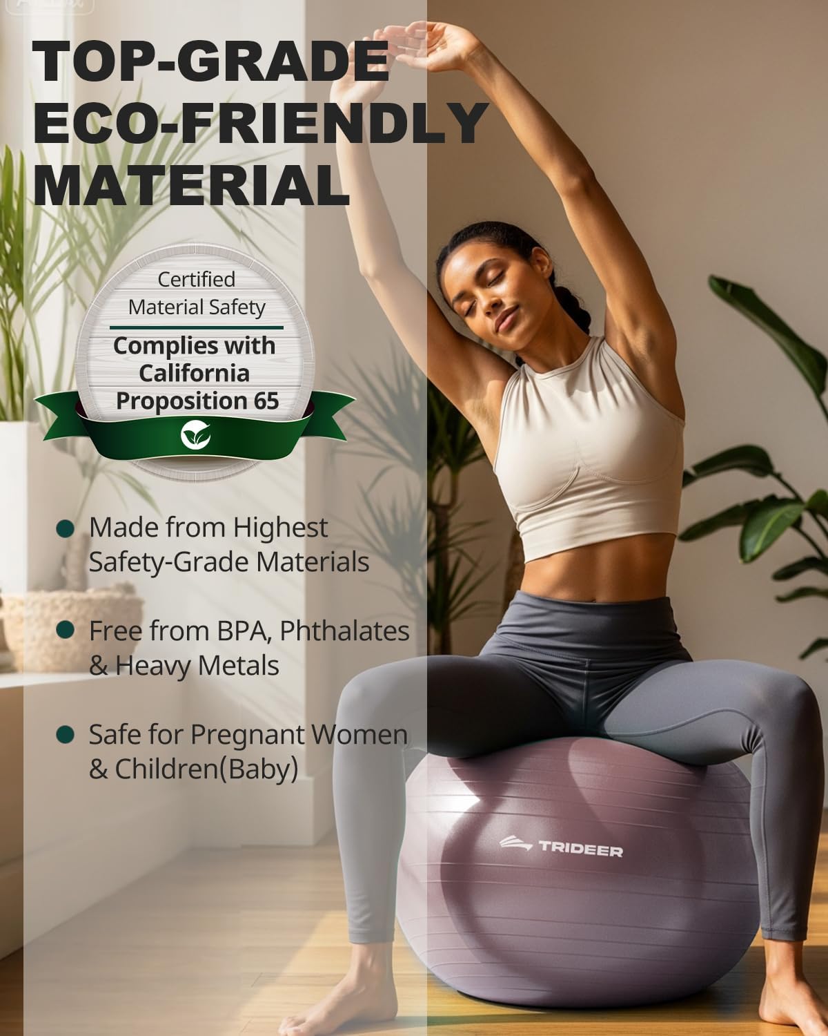 Trideer Exercise Ball Yoga Ball,Office Seating & Balance Ball Chair, Stability Ball for Pilates, Physical Therapy,Core Training & Balance Improvement & Stretching