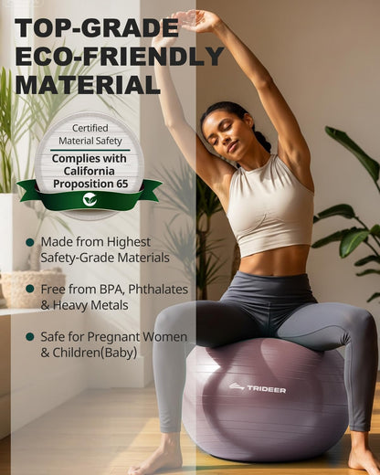 Trideer Exercise Ball Yoga Ball,Office Seating & Balance Ball Chair, Stability Ball for Pilates, Physical Therapy,Core Training & Balance Improvement & Stretching