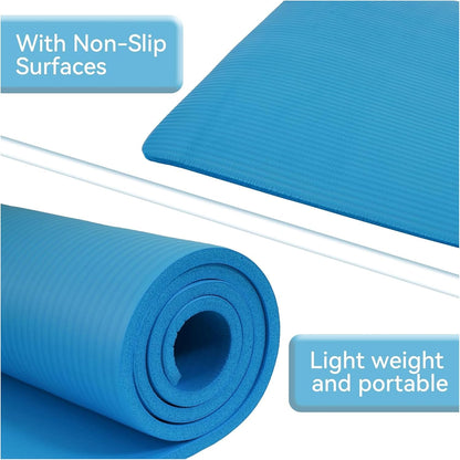 Fitvids Yoga Mat, 1/2-Inch Extra Thick High Density Exercise Mat, Anti-Tear Exercise Yoga Mat with Carrying Strap, Suitable for Various Yoga Exercises