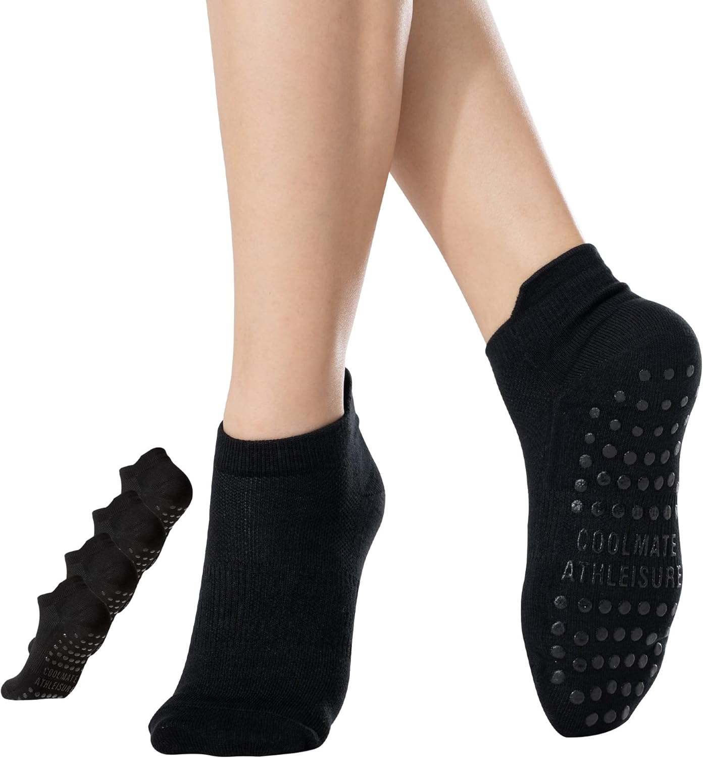 COOLMATE Pilates Socks with Grips for Women, Yoga Socks, Crew Non Slip Women for Barre, Pilates Gifts for Women - Colors B