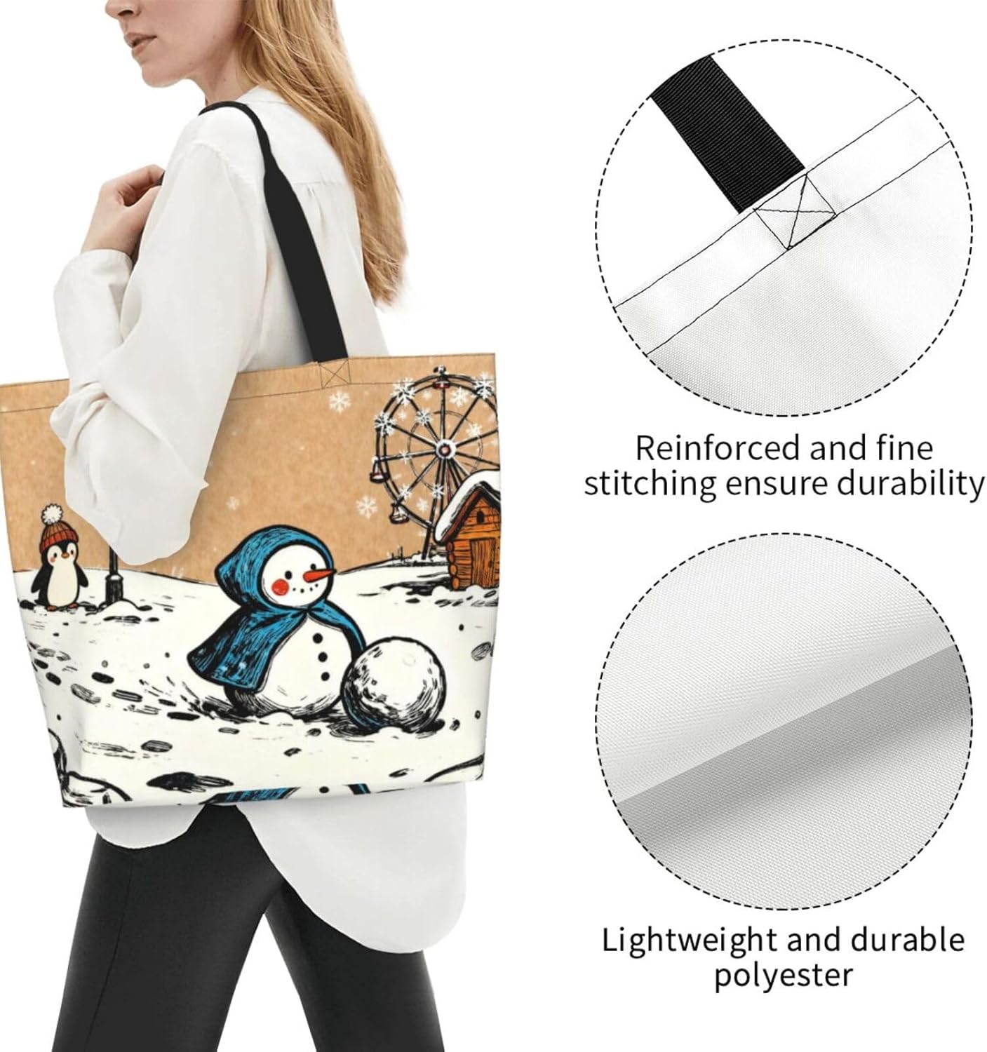Tote Shoulder Bag Large Durable Reusable Eco-friendly Handbag Lightweight Stylish for Daily Use-19.7x15.7x5.9 Inch - Colors B