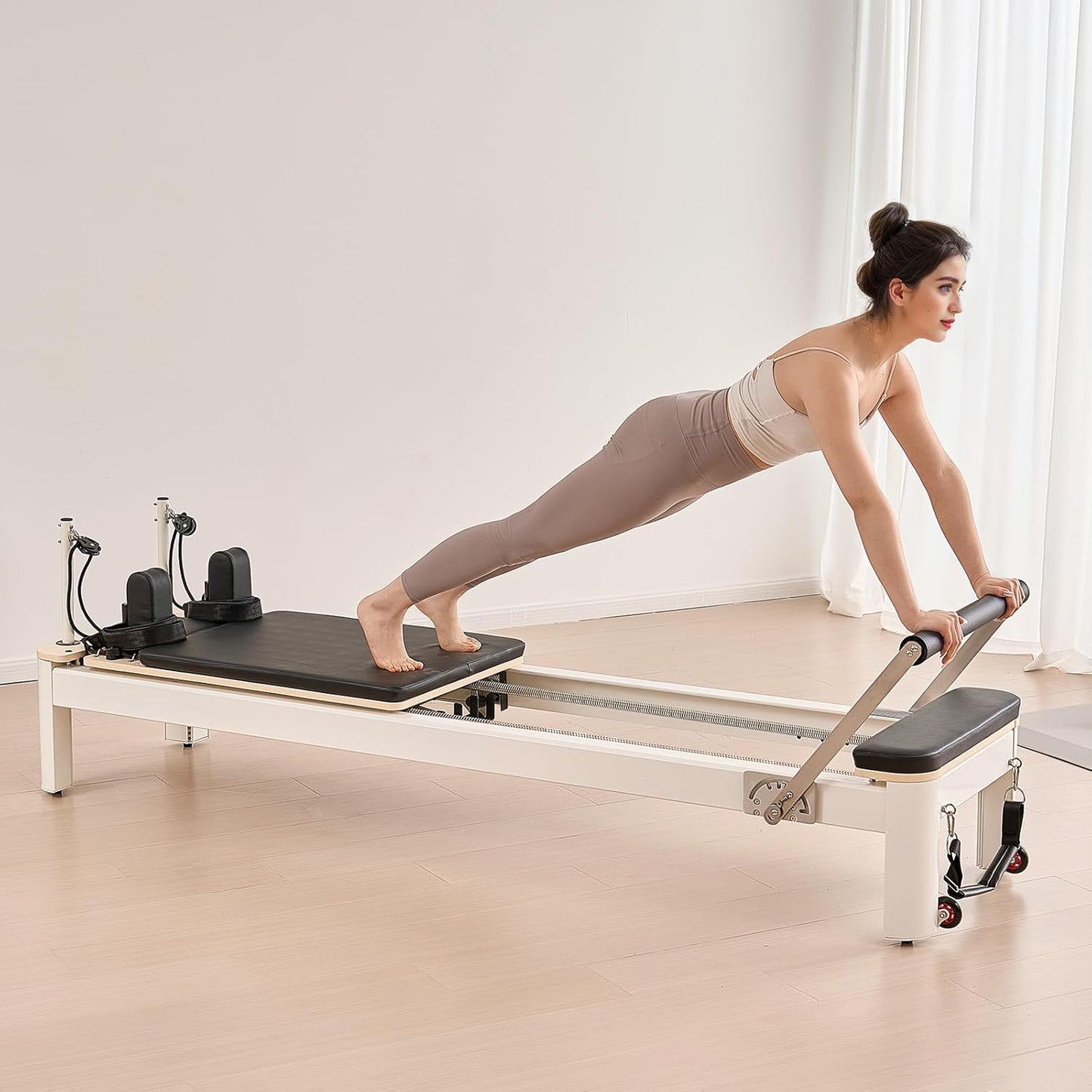 VEVOR Pilates Reformer, Reformer Pilates Machine with Cadillac Trapeze Table or Tower & Mat, Pilates Equipment for Home Workout and Studio, Includes Jump Board，Sitting Box