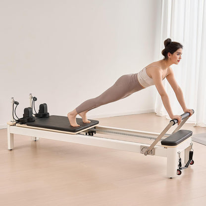 VEVOR Pilates Reformer, Reformer Pilates Machine with Cadillac Trapeze Table or Tower & Mat, Pilates Equipment for Home Workout and Studio, Includes Jump Board，Sitting Box