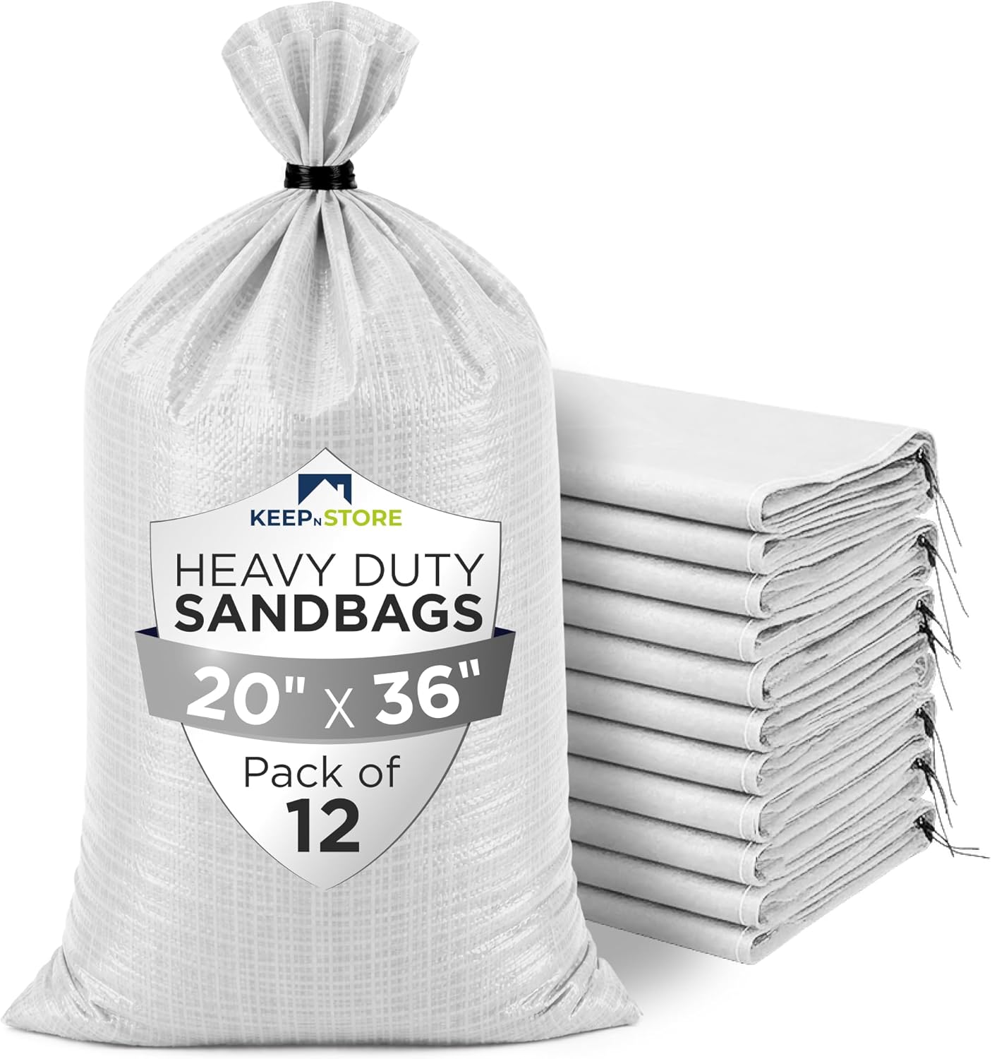 Heavy Duty Sand Bags Pack of 3, White Empty Sandbags with Built-In Ties, Woven Polypropylene UV Protection 1600 Hours, Fillable Sand Bags for Flood Control, Weight, 10x14 inches, 15 Pounds Volume