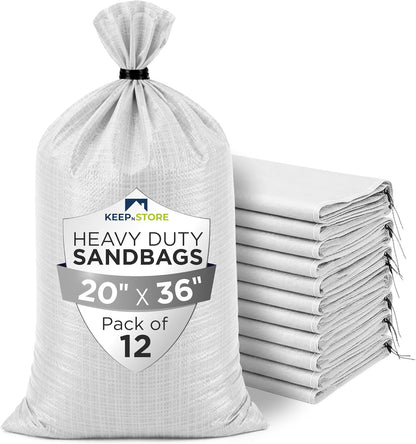 Heavy Duty Sand Bags Pack of 3, White Empty Sandbags with Built-In Ties, Woven Polypropylene UV Protection 1600 Hours, Fillable Sand Bags for Flood Control, Weight, 10x14 inches, 15 Pounds Volume