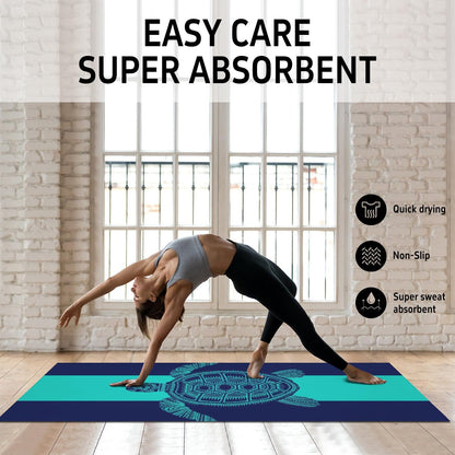 Hot Yoga Mat Towel with Corner Pockets Yoga Towels for Hot Yoga Non Slip with Travel Bag Sweat Absorbent Yoga Blankets Mat Cover for Workout Gym 70"x26" (Mountain-01, 70x26)