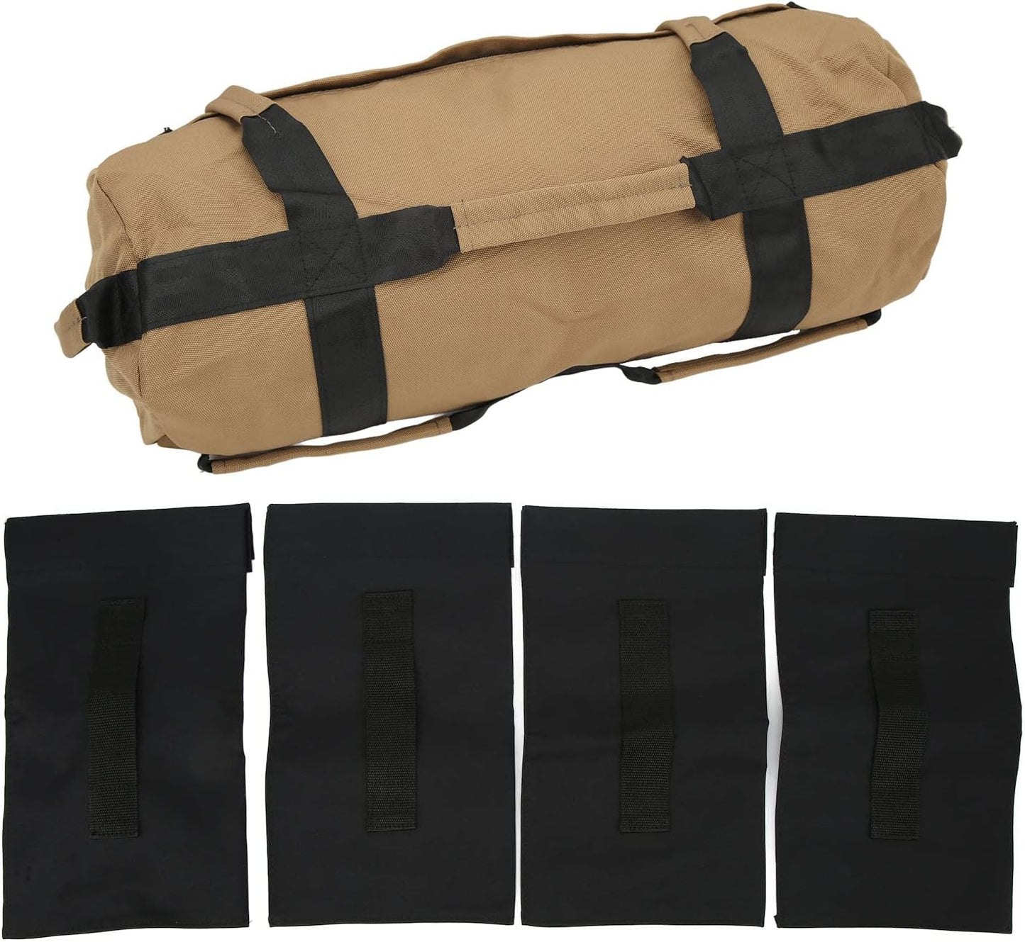 Multi Purpose Oxford Fabric Workout Sandbag with 6 Handles and Filler Bags for Indoor Gym Easy Adjustment, Easy Storage