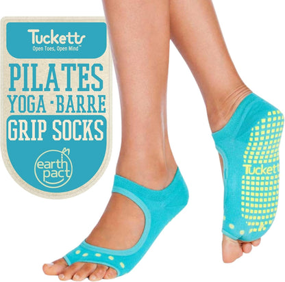 Tucketts Allegro Toeless Pilates Socks with Grips for Women, Non-Slip Open-Toe Grip Socks, Yoga, Barre, Dance, Reformer, Home