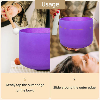 8 inch White C Note Root Chakra Quartz Crystal Singing Bowl, for Healing Mindfulness Meditation Yoga Sound Baths, with Rubber Mallet O-ring