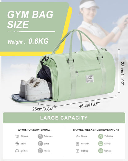 Gym Bag Womens Mens with Shoes Compartment and Wet Pocket Travel Duffel Bag for Women for Plane Sport Gym Tote Bags Swimming Yoga Waterproof Weekend Overnight Carry on Bag Hospital Holdalls - Colors B