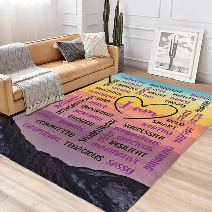 Chakra Area Rug, Meditation & Yoga Carpet for Living Room, Bedroom Mandalas Boho Style Non-Slip Machine Washable Rugs for Women Adults Yoga Lovers Bohemian Floor Mat Office Decor (YOGA-DS01)