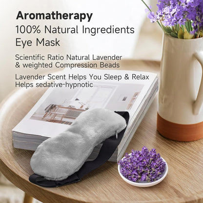 Umisleep Lavender Eye Mask, 0.45 lb Aromatherapy Weighted Eye Mask for Dry Eyes, Sleep Mask for Men Women, Hot Therapy Eye Cover for Compression Pain Relief, Eye Pillow for Puffy Eyes, Sinus Pain-Grey