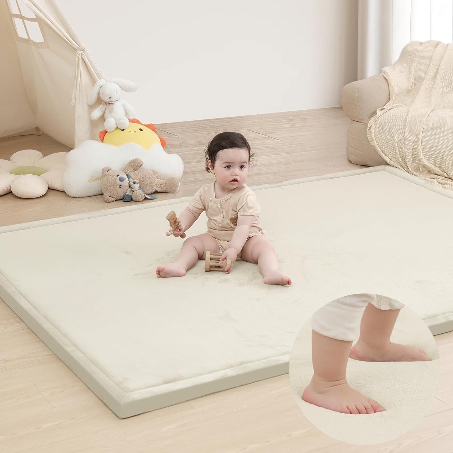 Baby Play Mat for Floor,1.3" Thick Memory Foam Tummy Time Mat,Soft Coral Velvet Nursery Rug,Large Non Slip for Crawling,Toddlers,Infants,Kids,Yoga & Tatami Style for Living Room(Dark Gray)