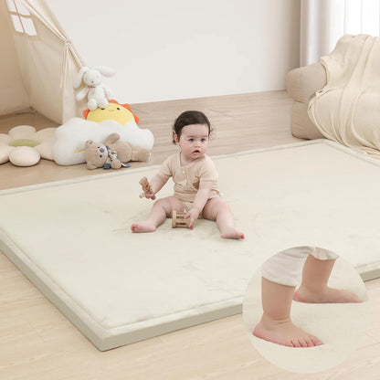 Baby Play Mat for Floor,1.3" Thick Memory Foam Tummy Time Mat,Soft Coral Velvet Nursery Rug,Large Non Slip for Crawling,Toddlers,Infants,Kids,Yoga & Tatami Style for Living Room(Dark Gray)