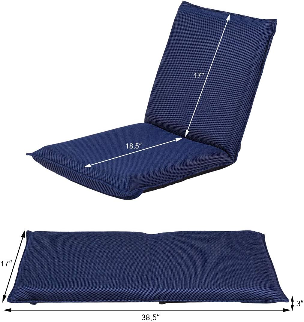 BestComfort Folding Floor Chair 6-Position Adjustable Meditation Chair Video Gaming Chair with Back Support for Reading TV Watching, Portable Floor Seat Lounge Sofa Chair for Kids Teens Adult, Coffee