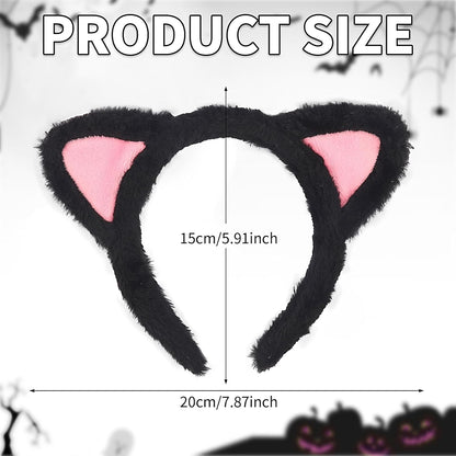 Cat Ears Headband, Plush Fuzzy Hairbands for Cosplay, Makeup, Yoga, and Photo Props for Adults
