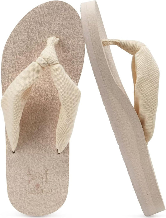 KuaiLu Flip Flops for Women with Arch Support Yoga Mat Comfortable Summer Beach Walking Thong Cushion Sandals Slip On Indoor Outdoor - Colors B