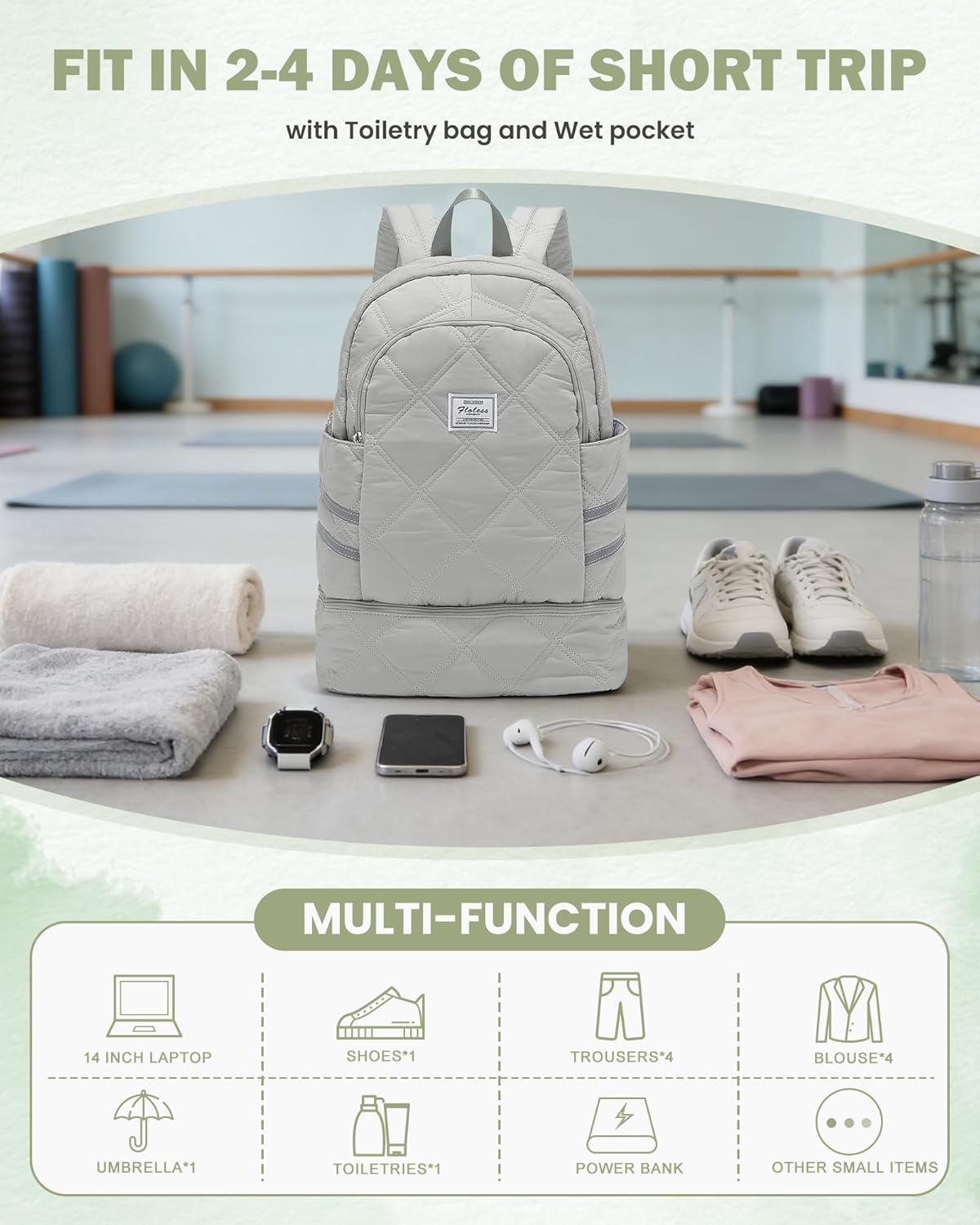 Gym Backpack for Women Men,Cheer bag,Lightweight Gym Bag with Shoe Compartment, Waterproof Sports Backpack with Wet Pocket, Black