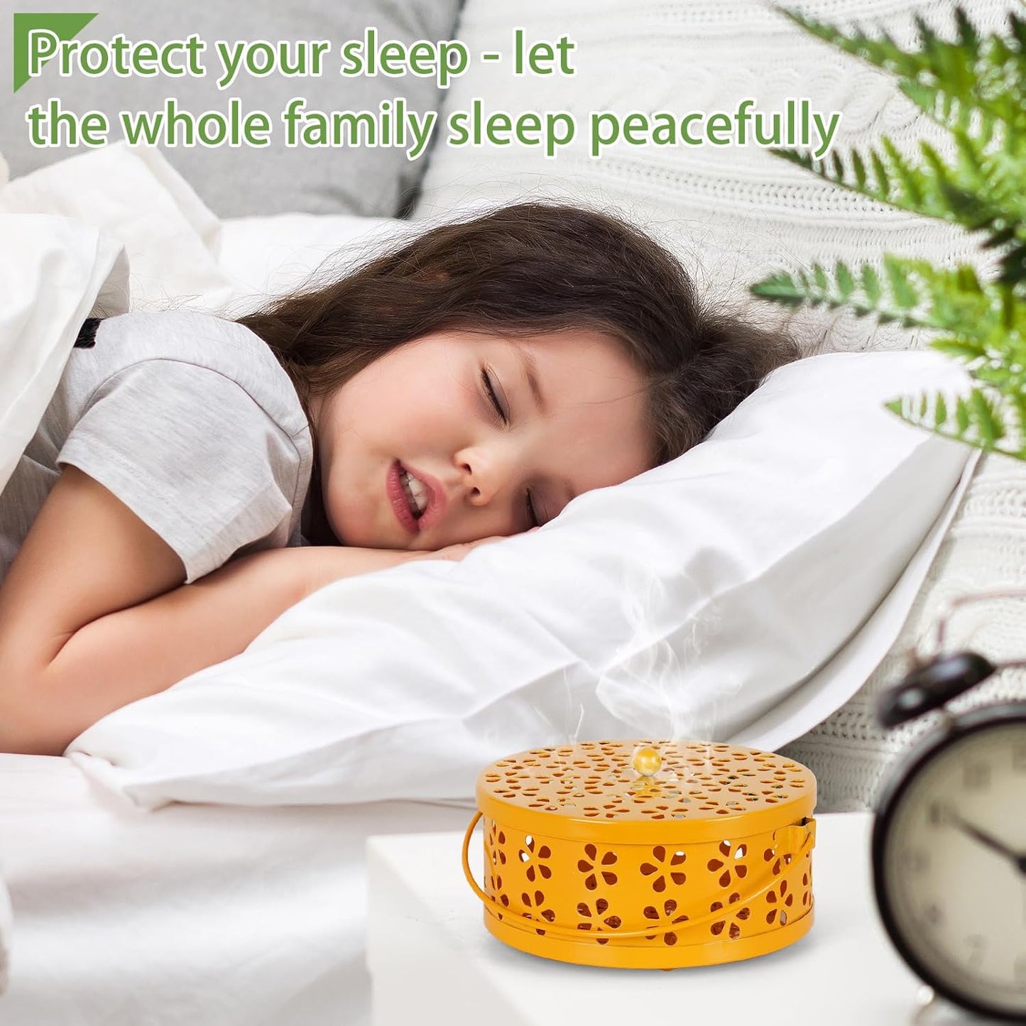 Portable Iron Mosquito Coil Holder with Handle Round Heat-Resistant Incense Holder (Bronze)
