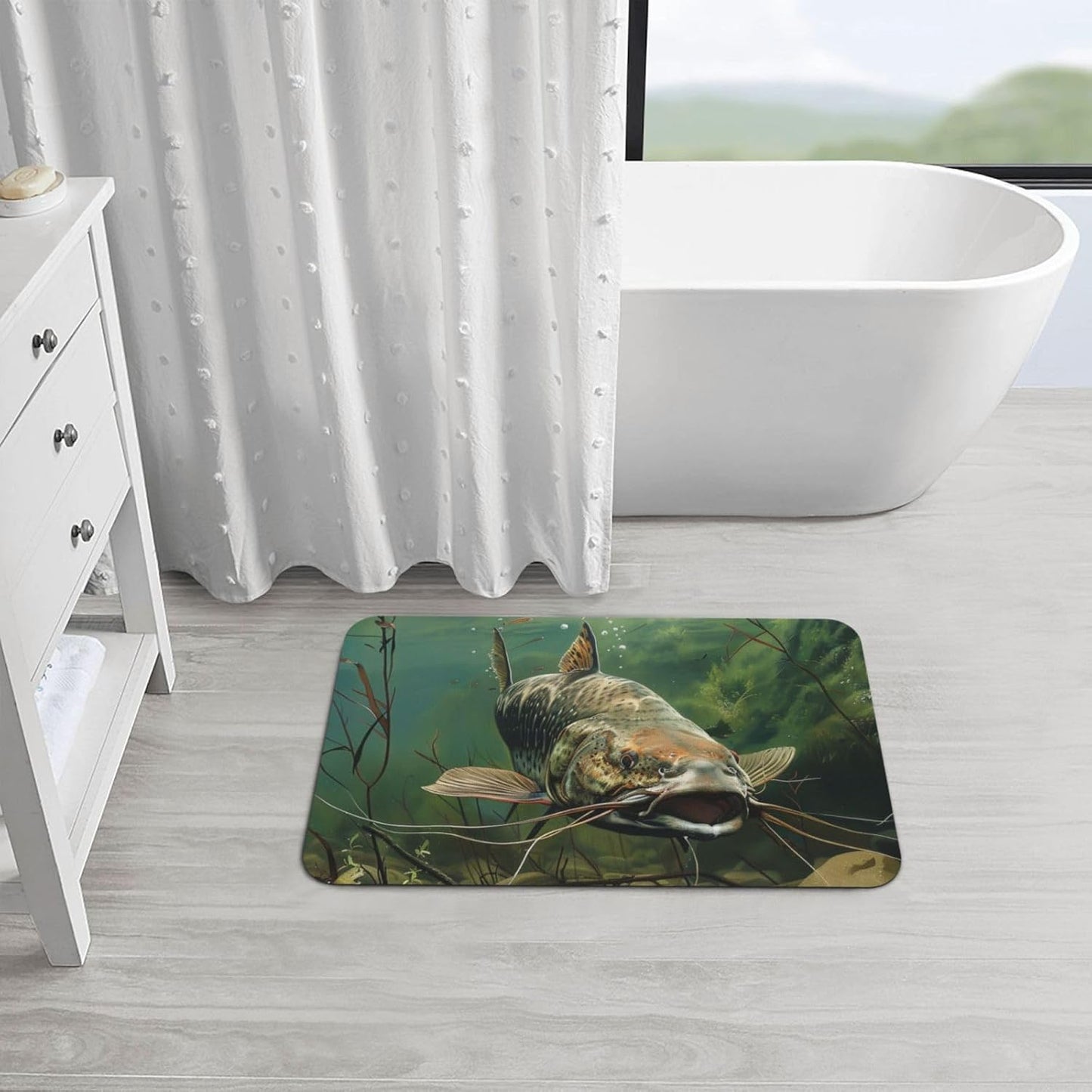 Yoga Meditation Printed Rounded Corner Diatomaceous Doormat 31.5x19.7 Inch Bath Mat Rug Non Slip Shower Floor Mat, Absorbent Bathroom Rugs Mat for Anti Slip Shower Mat, Housewarming Gift