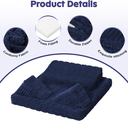 Meditation Cushion Set, Meditation Pillow for Sitting on Floor, Large Yoga Pillow with Knee Support, Washable Zafu Meditation Mat, 3 Shapes Floor Pillow for Adults, Dark Grey