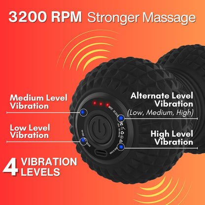 ZeenKind Vibrating Peanut Massage Ball for Plantar Fasciitis, Muscle Pain Relief with 4 Speed, Deep Tissue Therapy for Myofascial Release & Muscle Recovery, Neck Back Foot Roller Massager